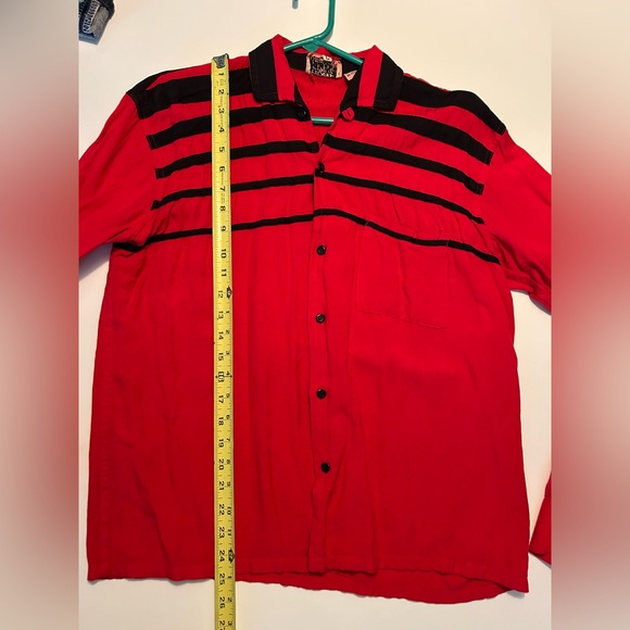 RARE Vintage Gabardine Trash & Vaudeville Red Black Men's Shirt Punk Rockabilly - Picture 10 of 14